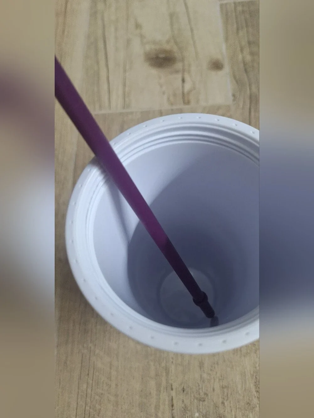 Starbucks Black & White Striped Tumbler with Purple Straw